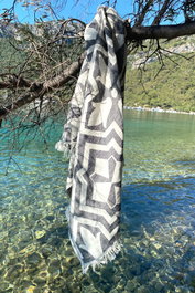 Mijölnir Lalezar Toalla de Playa Fouta Negro y Beige